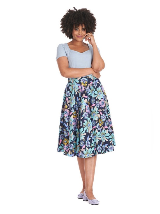 Banned Apparel Dresses & Skirts - Banned Apparel Pinup Retro Floral Bee Print A-Line Midi Skirt XXL